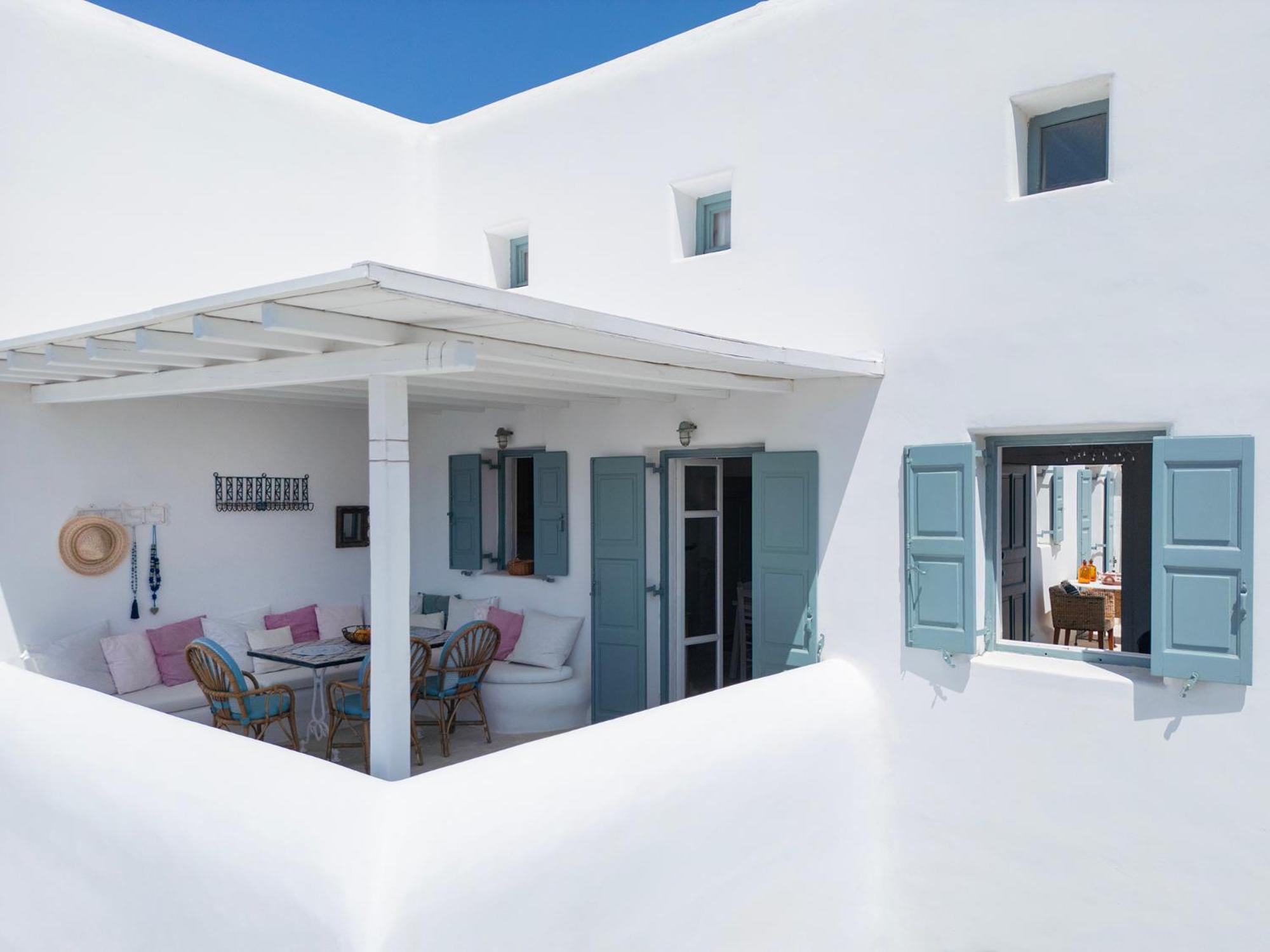 Mykonian Style W Shared Pool Houses & Nighttime Security Guard Ornos  Ngoại thất bức ảnh